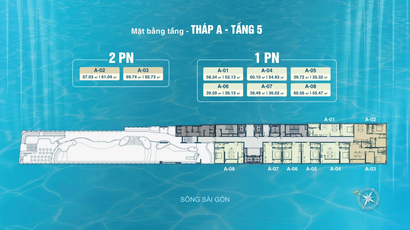 mat bang tang thap A tang 5 du an serena riverside