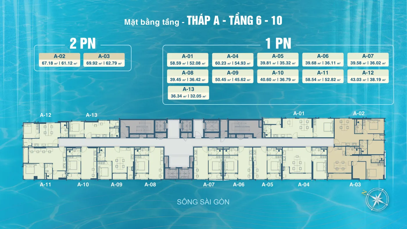 mat bang tang thap A tang 6 10 du an serena riverside