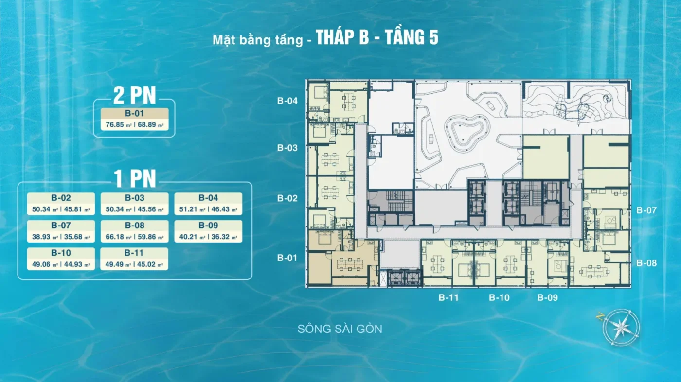 mat bang tang thap B tang 5 du an serena riverside