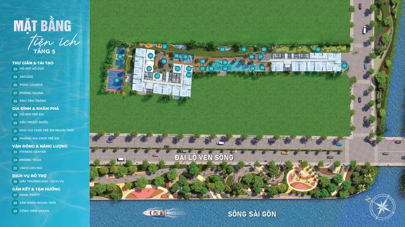 Mặt Bằng Căn Hộ Serena Riverside 21 mat bang tien ich tang 5 du an serena riverside
