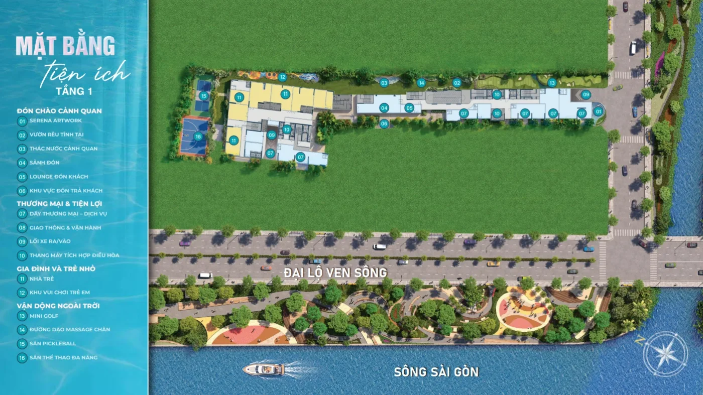 Mặt Bằng Căn Hộ Serena Riverside 19 mat bang tien ich tang1 du an can ho serena riverside